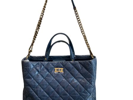 CHANEL Handbag .Blue Crinkled Leather. Discount