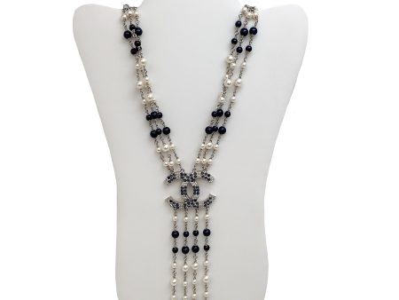 Chanel Pearl And Navy Crystals 2019 Necklace Discount