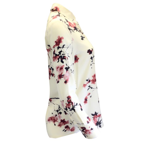 Altuzarra Ivory Cherry Blossom Print Long Sleeved Silk Blouse Online now