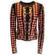 Alaia Black   Red Multi Geometric Jacquard Cardigan Knit Sweater Online Sale