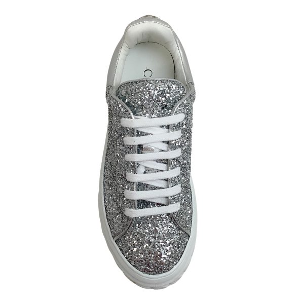 Casadei Silver Glitter Off Road Stargate Sneakers Sale