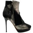 Jimmy Choo Black Metallic Distressed Platform Ankle Boots Fashion