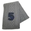 Chanel 2009 Gray Cashmere Cable Knit No 5 Scarf Hot on Sale