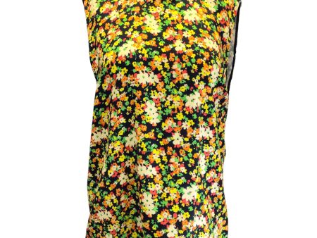 Marni Black Multi Lovers Prairie Sable Floral Printed Sleeveless Cowl Neck Crepe Blouse on Sale