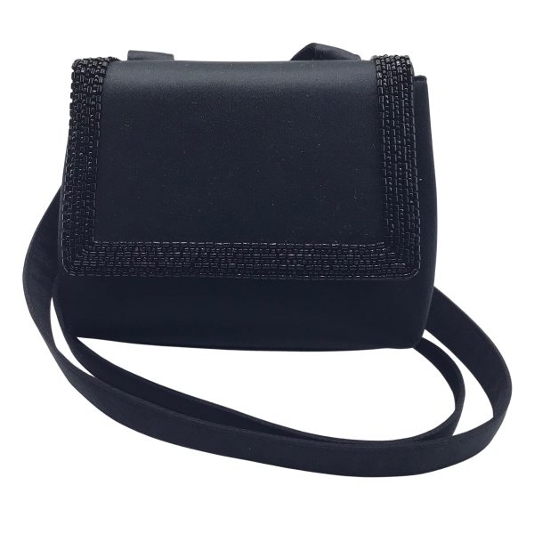 Chanel Black Bead Embellished Satin Mini Shoulder Bag For Discount