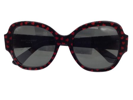 Saint Laurent Black   Red Heart Pattern Plastic Frame Sunglasses For Discount