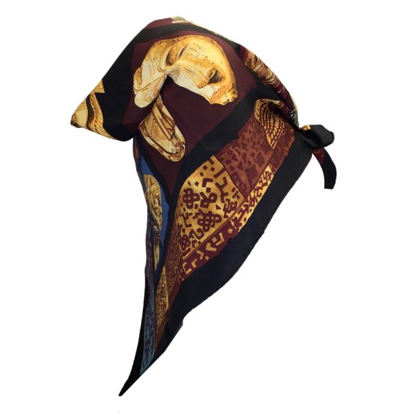 Hermes Black Multi Persona Square Silk Twill Scarf For Sale