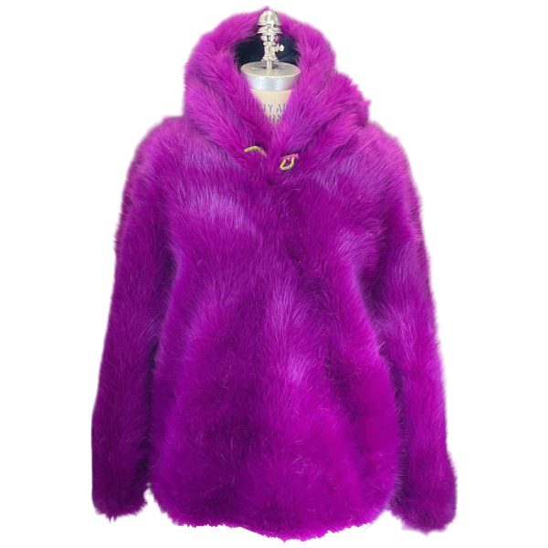 Stella McCartney Purple Hooded Faux Fur Adan Jacket Online Sale