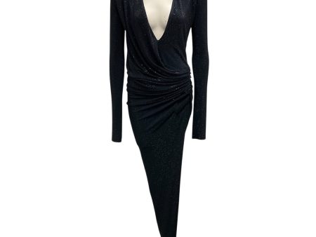 Alexandre Vauthier Navy Blue Crystal Embellished Long Sleeved V-Neck Dress Cheap