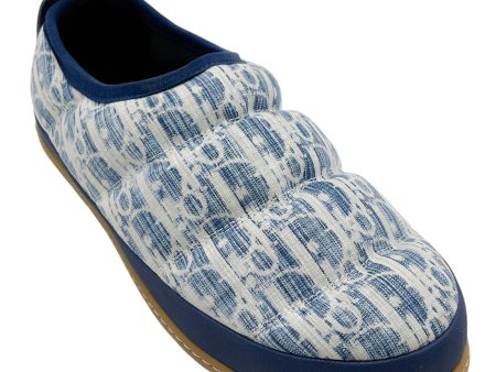 Christian Dior Blue   White Quilted Logo Slip On Clogs Online