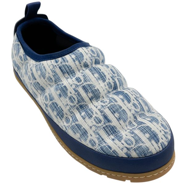 Christian Dior Blue   White Quilted Logo Slip On Clogs Online