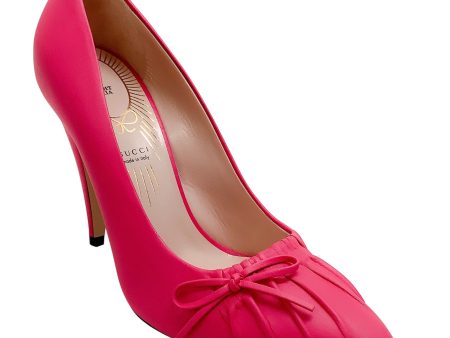 Gucci Bright Fuchsia No. 7 Charlotte Bow Pumps Sale