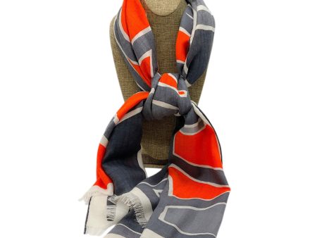 Hermes Orange   Grey Anamorphee Fringed Cashmere And Silk Rectangle Scarf Online now