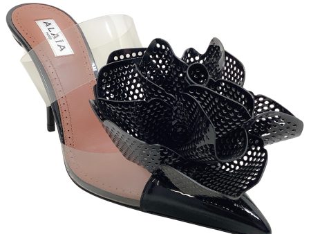 Alaia Black Patent   Clear Fleur 90 Mules Fashion