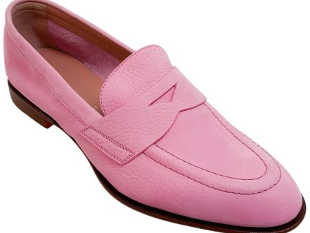 Santoni Pink Leather Famed Loafers Online Sale