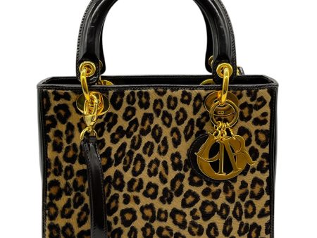 Christian Dior Brown Leopard Pony Lady Bag For Sale