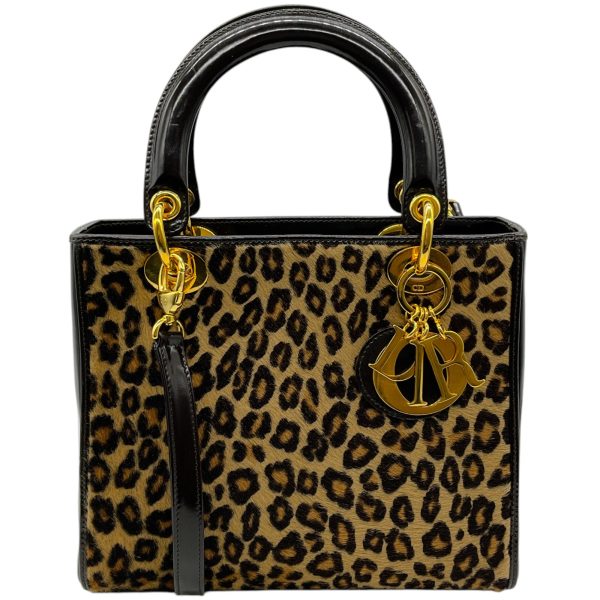 Christian Dior Brown Leopard Pony Lady Bag For Sale