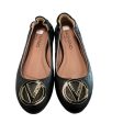 SIZE 6 Valentino Black Ballet Slipper with Black and Gold Logo shoes For Discount