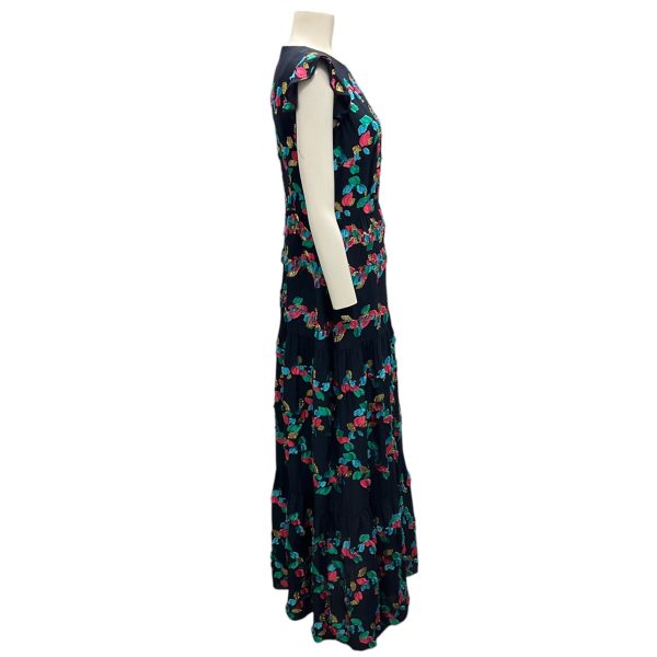 Peter Pilotto Navy Blue Multi Embroidered Silk Maxi Dress Online