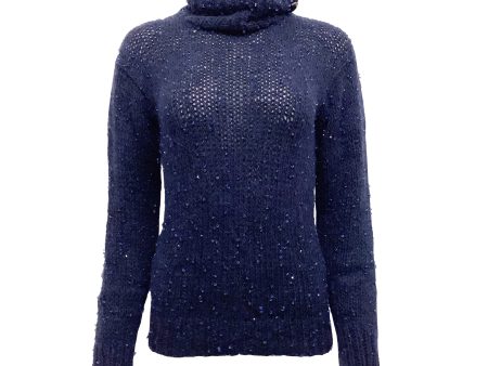 Chanel Navy Blue Cashmere and Mohair Sweater with Sequins Supply