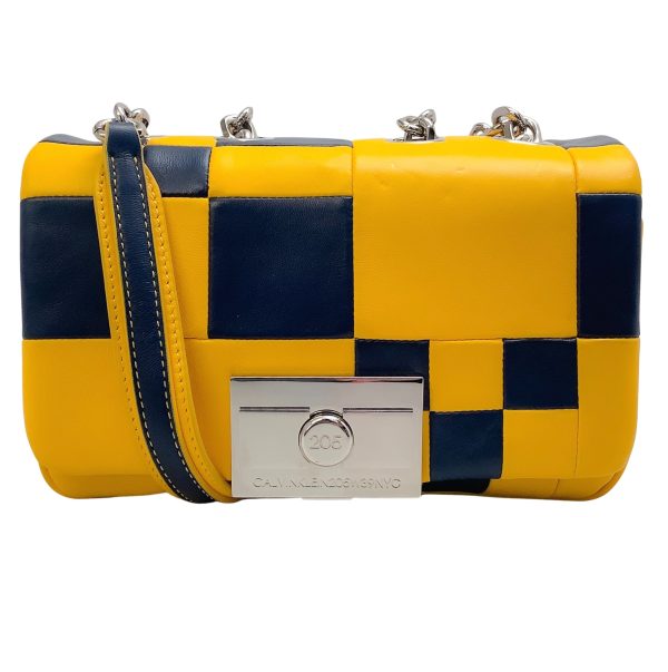 Calvin Klein 205W39NYC Navy   Yellow Billie Flap Bag on Sale