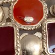 Chanel Burgundy Gripoix and Pearl Square Brooch Online Sale