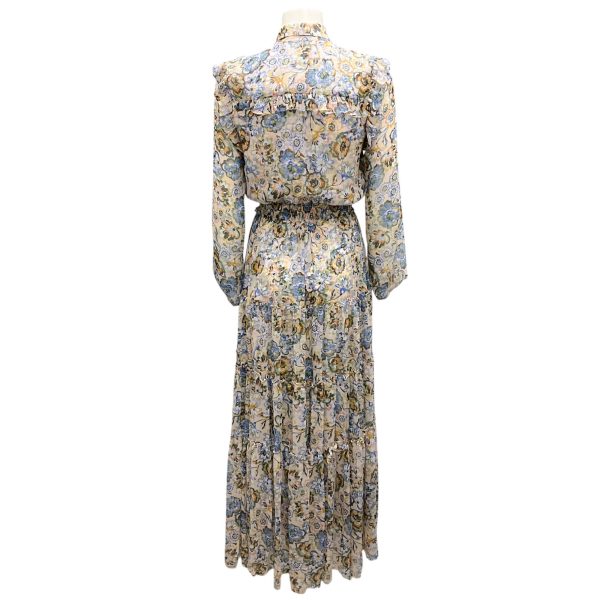 Misa Multi Floral Printed Chiffon Maxi Dress Fashion