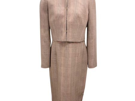 Paule Ka Pink   Brown Multi Plaid Jacket and Dress Two-Piece Set For Cheap