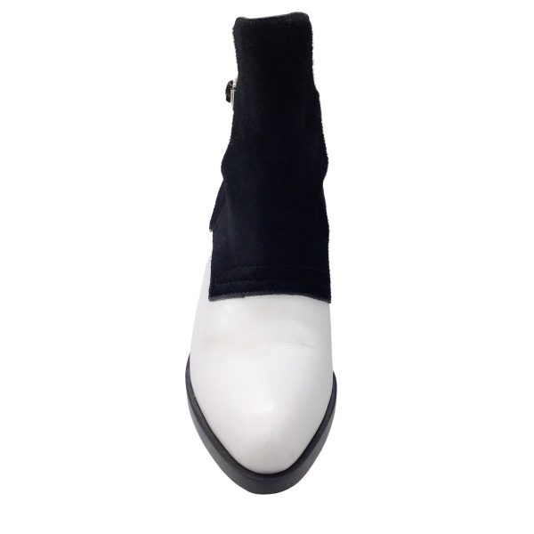 Alexander Wang White   Black Leather and Calf Hair Boots Discount