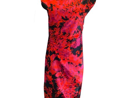 Dries van Noten Poppy Red   Pink   Black Deto Ruched Gathered Floral Printed Midi Shift Dress Discount