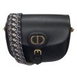 Christian Dior Black   Blue Dior Oblique Embroidered Shoulder Strap Calfskin Leather Large Dior Bobby Bag Online Sale