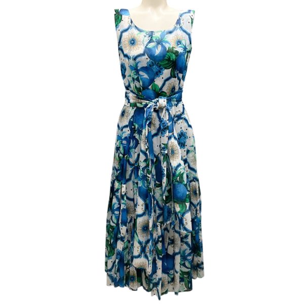 Samantha Sung Sea Blue Amanda Sicilian Lemon Boat Midi Dress on Sale