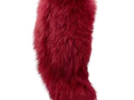 Sonia Rykiel Burgundy Knee-High Lamb Fur Boots on Sale