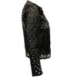 Elie Saab Black Leather Floral Eyelet Jacket Fashion