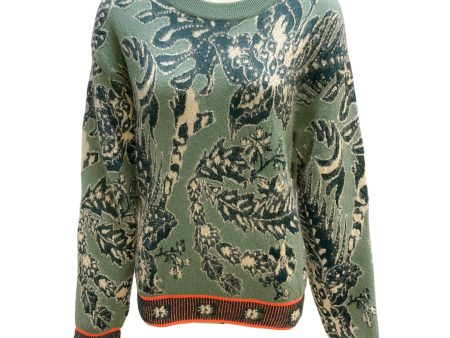 Chloe Sea Green Cactus Flower Intarsia Knit Sweater For Sale