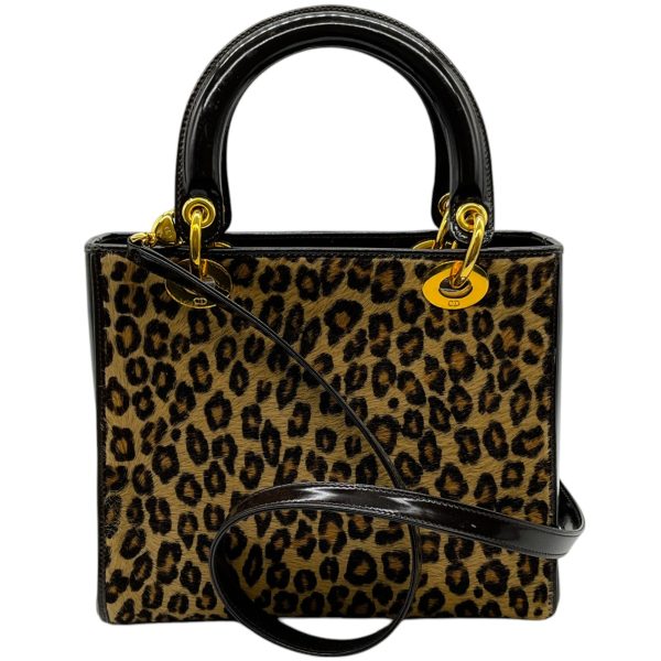 Christian Dior Brown Leopard Pony Lady Bag For Sale