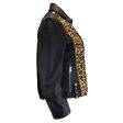 Zadig & Voltaire Black Multi Liya Leopard Patch Leather Biker Jacket on Sale