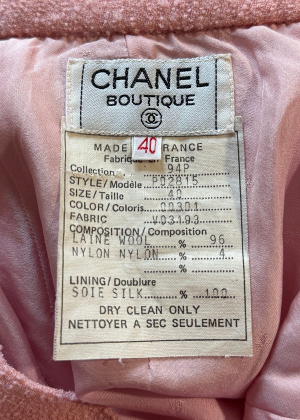 Chanel Spring 1994 Pink Boucle Skirt on Sale