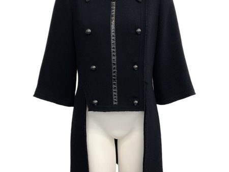 Chanel Black Crepe Double Breasted Jacket with Tails Discount