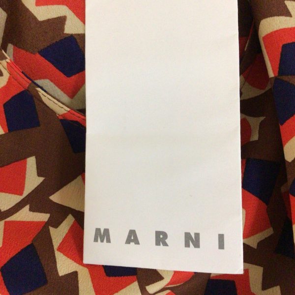 Marni Red   Blue Multi Metropolis Print Sleeveless Silk Crepe Midi Dress Sale