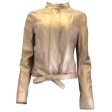 Valentino Light Gold Metallic Vintage Lambskin Leather Jacket on Sale