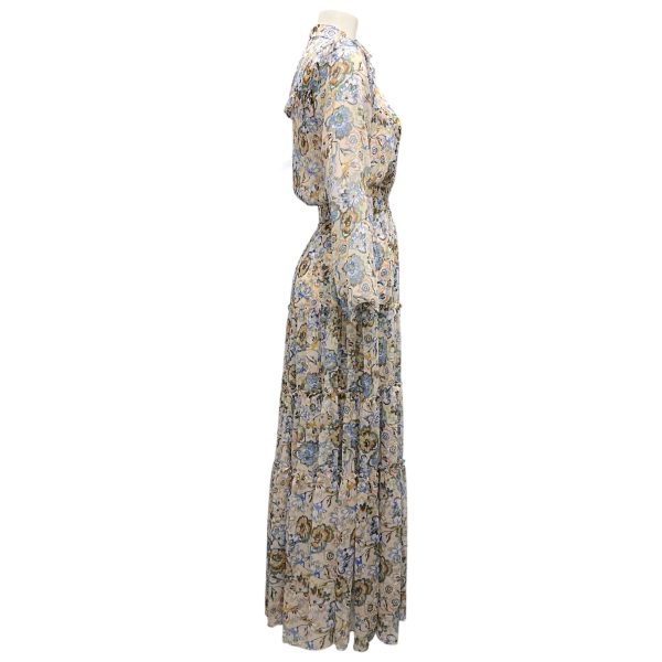 Misa Multi Floral Printed Chiffon Maxi Dress Fashion