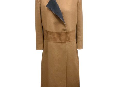 Akris Brown   Black Suede Trimmed Cashmere Coat Sale