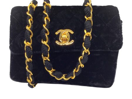 Chanel Black Vintage 80 s Quilted Velvet Mini Flap Bag Online Hot Sale