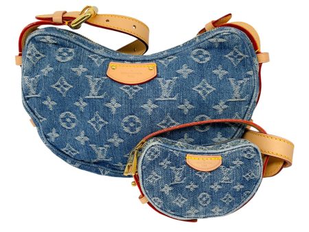 Louis Vuitton Blue 2024 Monogram Denim Croissant MM Handbag Set on Sale