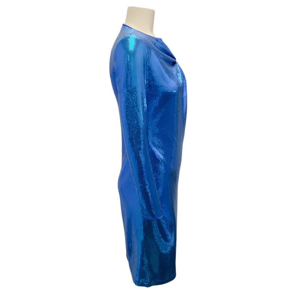 Jackie Rogers Blue Sequined Long Sleeved Cocktail Dress Supply