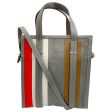 Balenciaga Grey   Orange   White Bazar Stripe 2Way Leather Shopper Tote Bag Online Sale