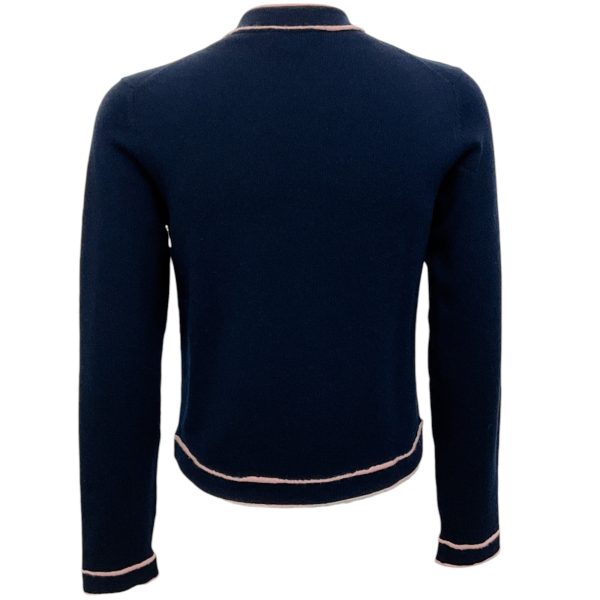 Chanel Navy Blue Cashmere Cardigan with Pink Trim Online now