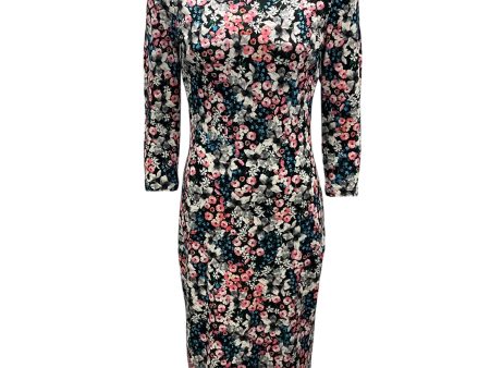 Erdem Black   Blue   Pink Floral Print Stretch Jersey Dress Cheap