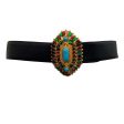 Chanel 1993 Turquoise and Gripoix Black Leather Belt Supply